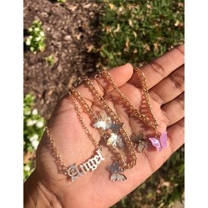 Pink Butterfly Anklet Set